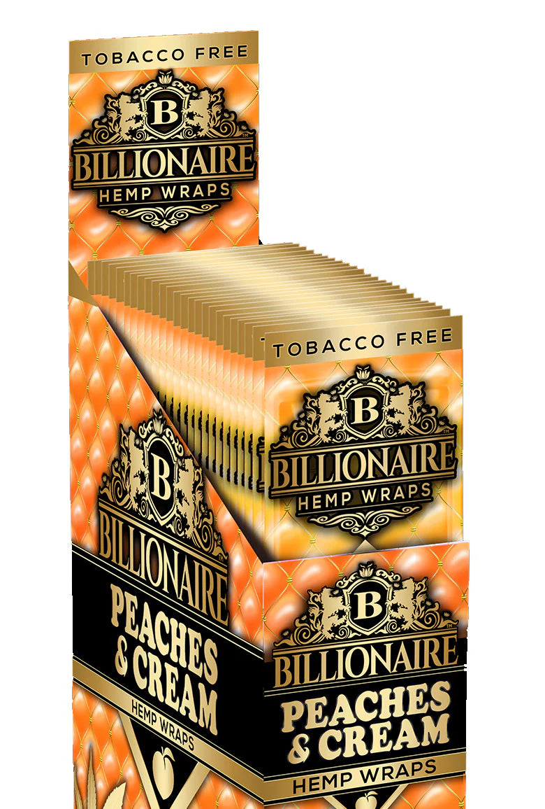 View of the Billionaire Peaches and cream hemp wraps display box.