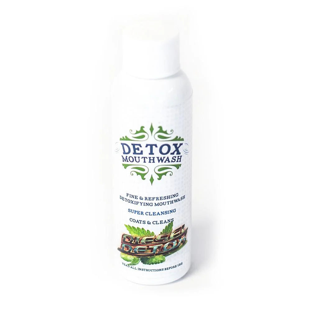 Detox mouthwash bottle on a white background