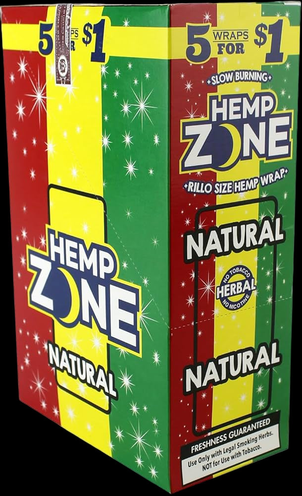 Hemp Zone Hemp Wraps – Tobacco-Free 5-Pack 15ct Display Box