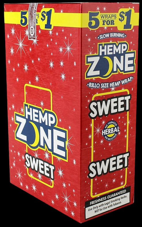 Hemp Zone Hemp Wraps – Tobacco-Free 5-Pack 15ct Display Box