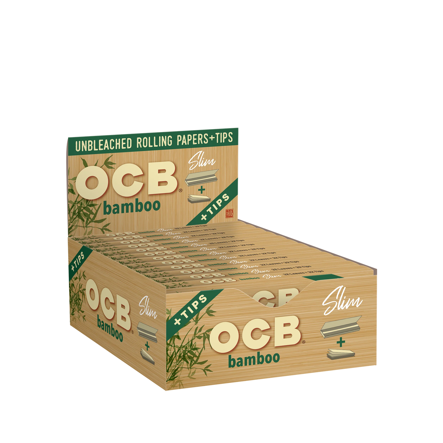 OCB Bamboo Unbleached Slim Rolling Papers + Filter Tips 32ct 24pk