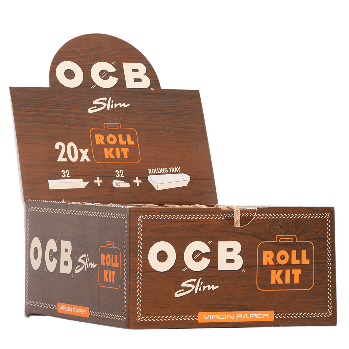 OCB Roll Kit w/Virgin Slim Papers, Tips & Rolling Tray 32ct 20pk