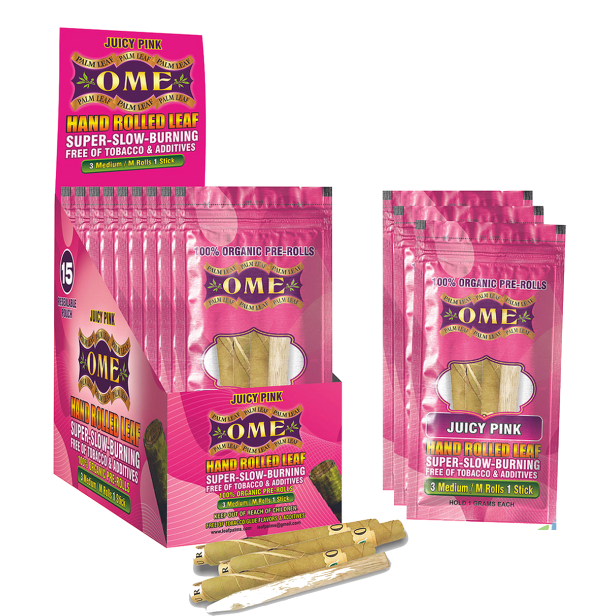 OME Hand-Rolled Tendu Leaf Wraps – 15-Count Display Box