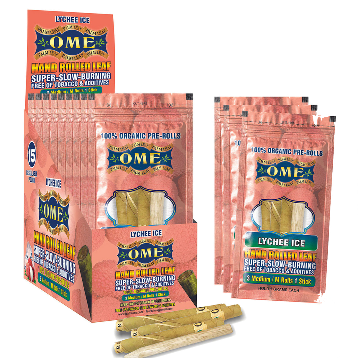 OME Hand-Rolled Tendu Leaf Wraps – 15-Count Display Box