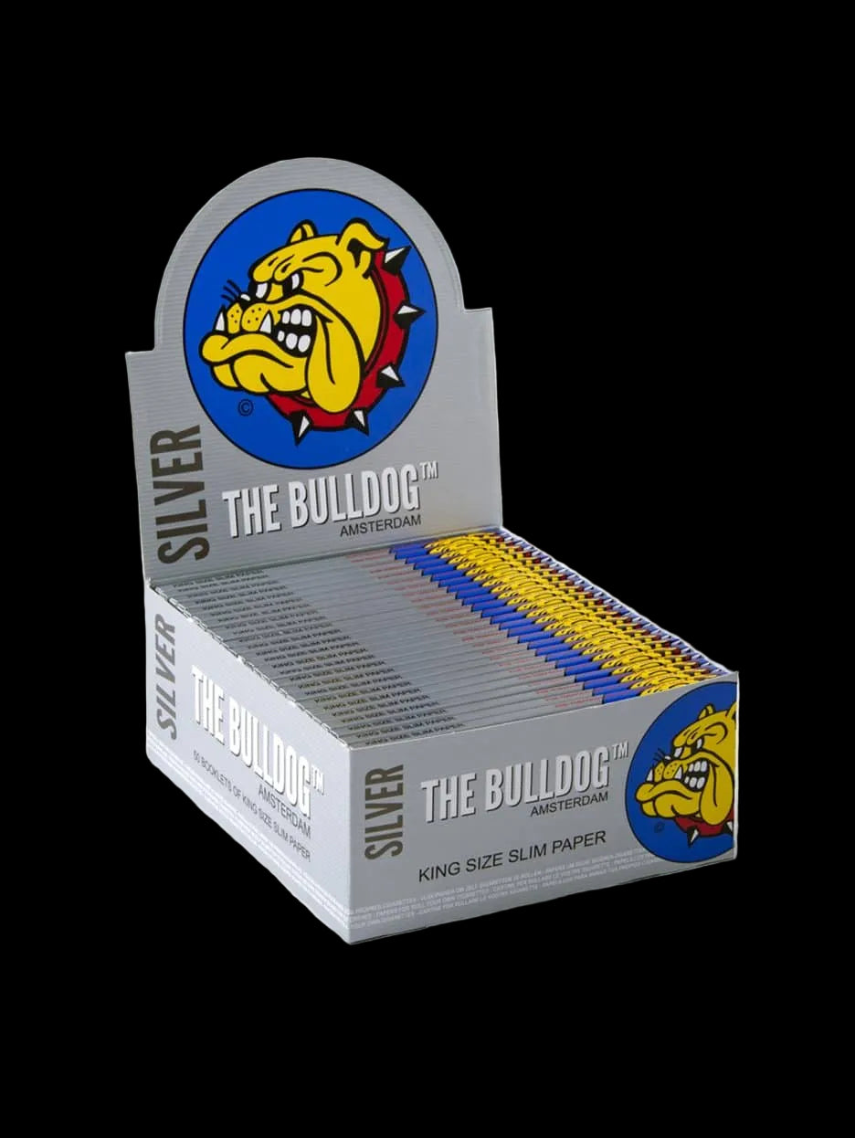side view of the The Bulldog Silver rolling papers, a king size rolling paper with well made materials for smokers.