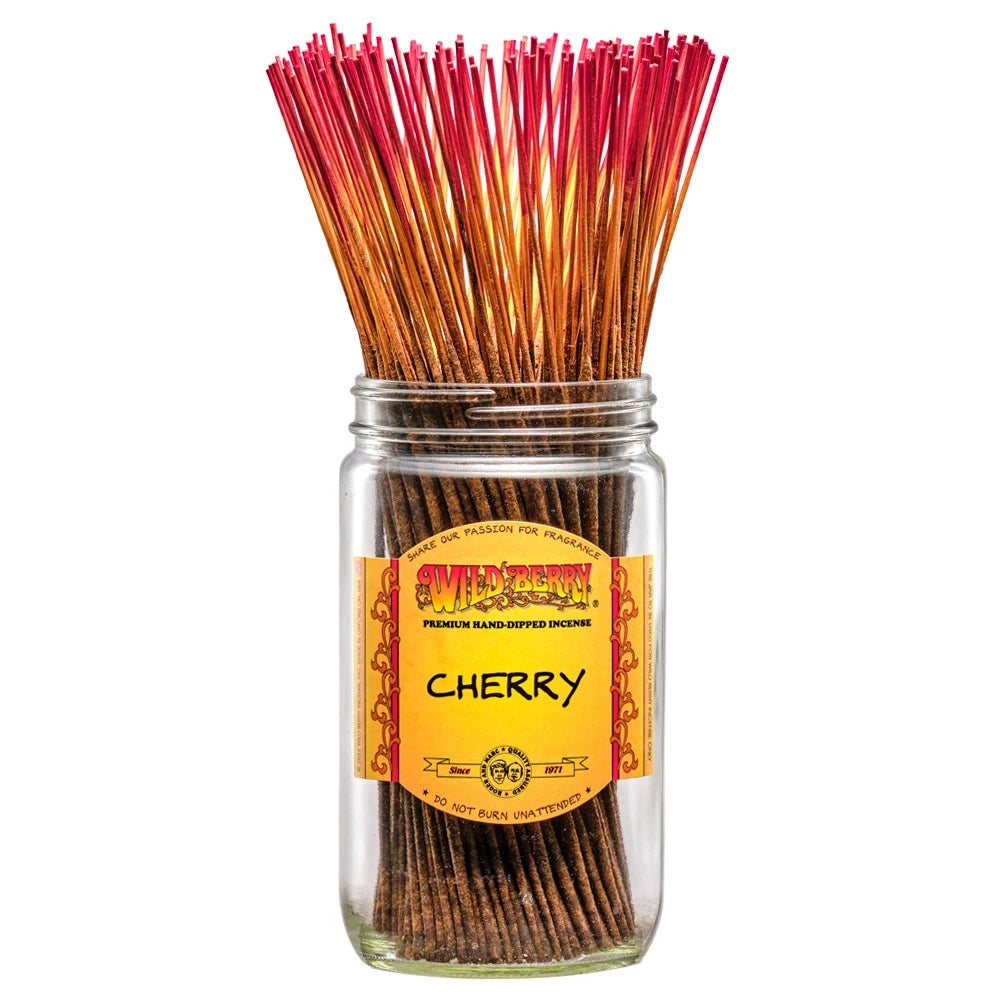 Front View of the Wild Berry Cherry incense sticks 100 count. A incense with bold and ripe aromas by Wild Berry.