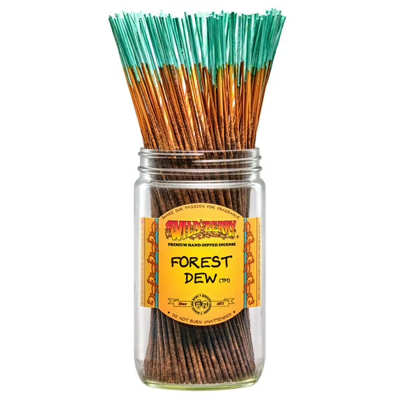 front view of wild berry forest dew incense stick 100 count jar. A refreshing incense experience from the incense company Wild Berry.