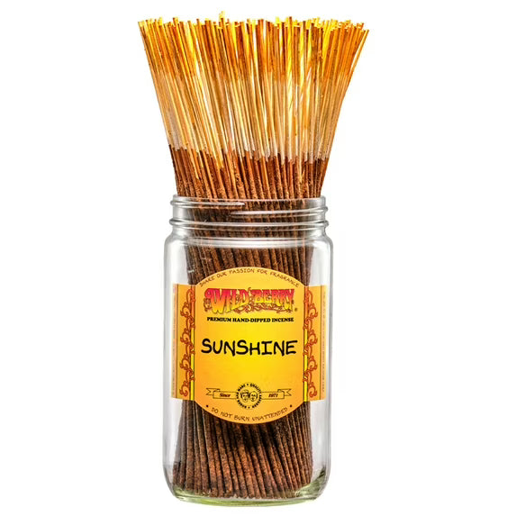 front view of the Wild Berry Sunshine Incense. A high quality incense with uplifting fragrances of citrus and breezy florals.