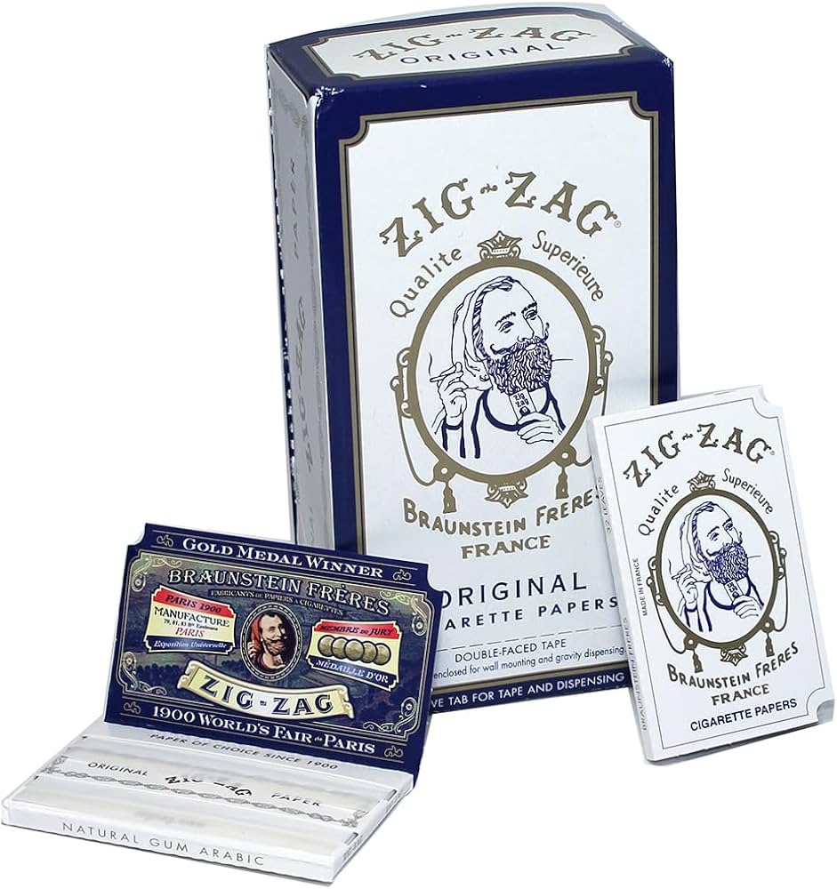 front view of zig zag single wide rolling paper. A top brand in the smoking industry.
