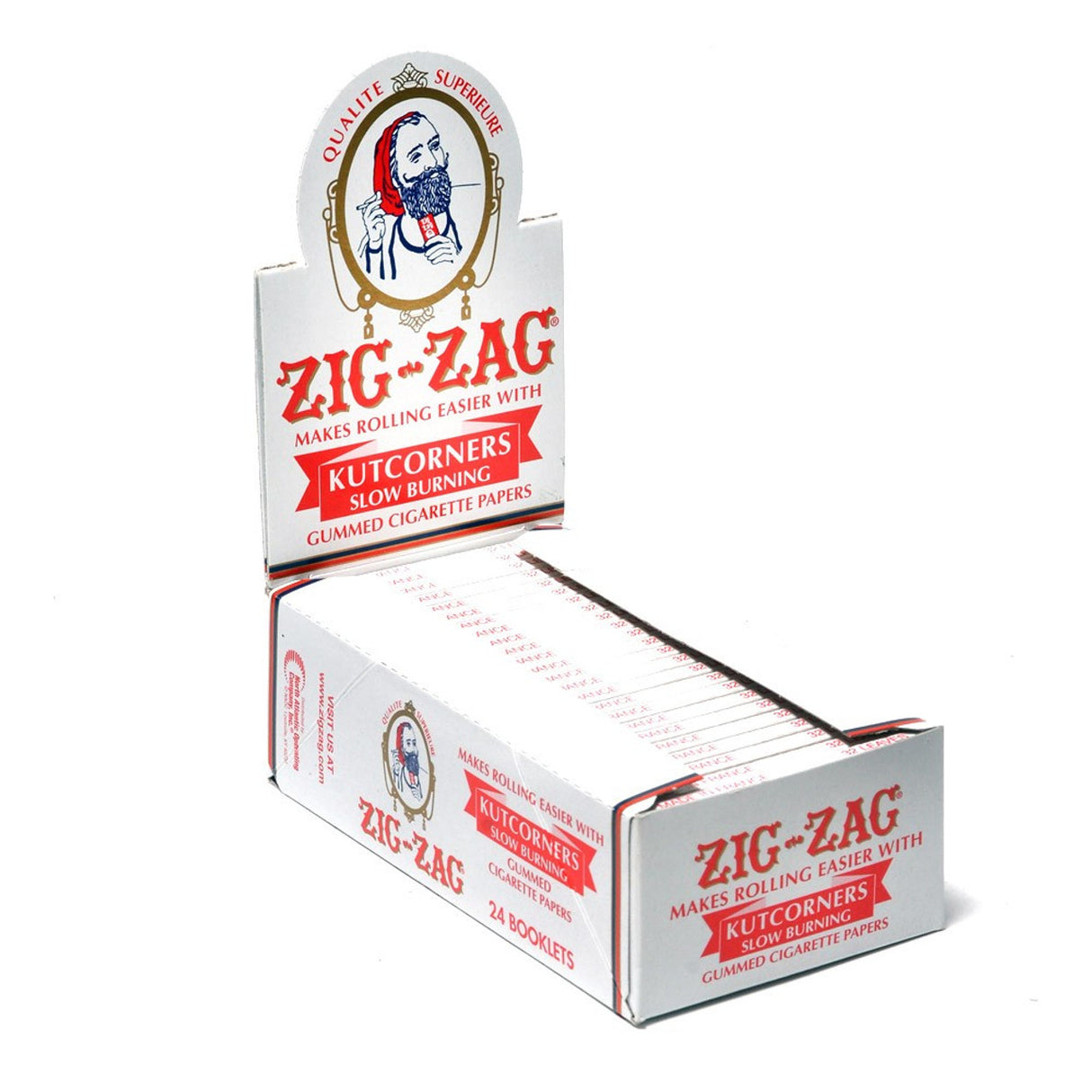 a display box of the Zig Zag Kut corners, a slow burning and high quality paper made for ease of rolling and enjoying.
