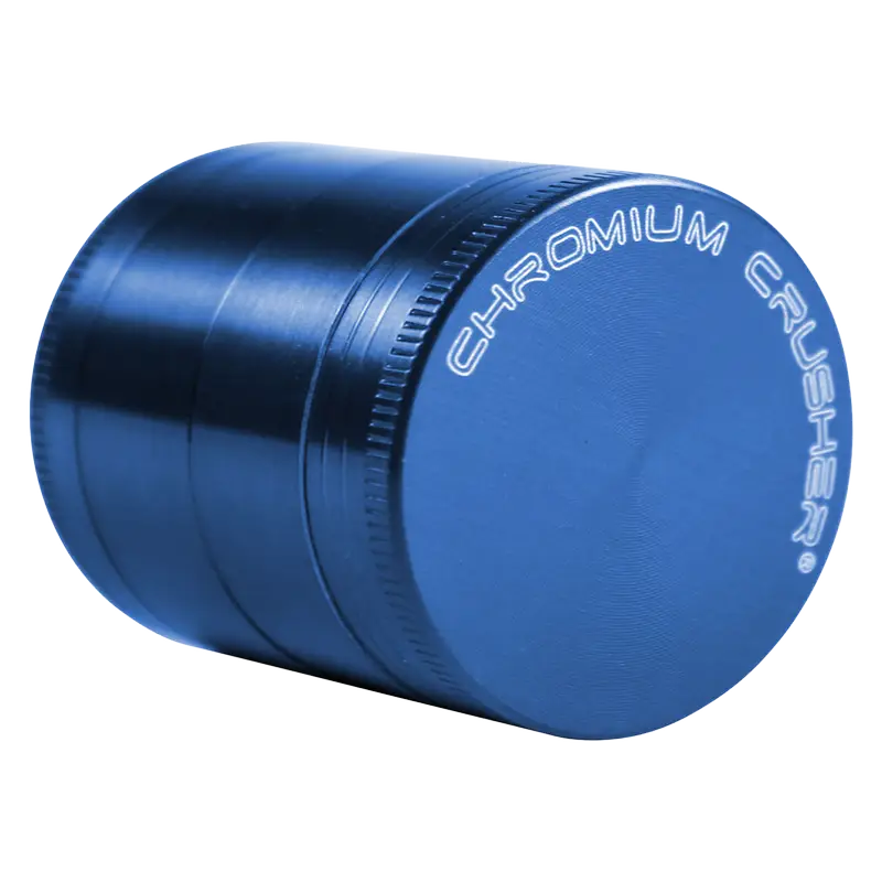 front view of the chromium crusher 1.6" 4 piece grinder. premium and sturdy grinder for botanical herb in blue.