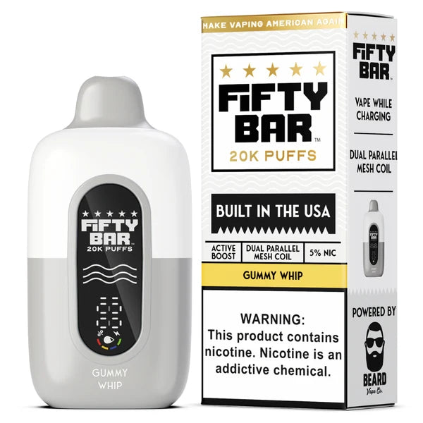 Fifty Bar V2 White 20000 Puffs Disposable Vape 5CT/Display