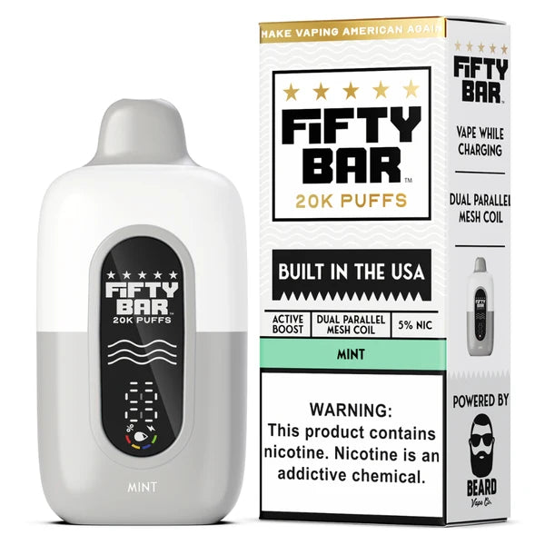 Fifty Bar V2 White 20000 Puffs Disposable Vape 5CT/Display
