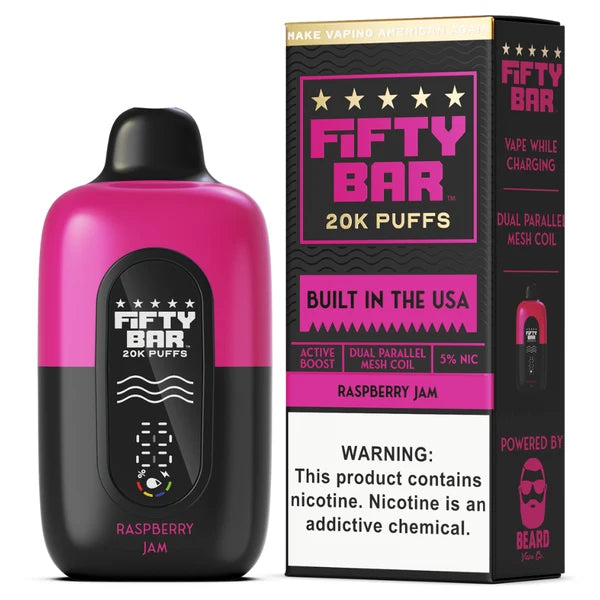 Fifty Bar V2 Black 20000 Puffs Disposable Vape 5CT/Display