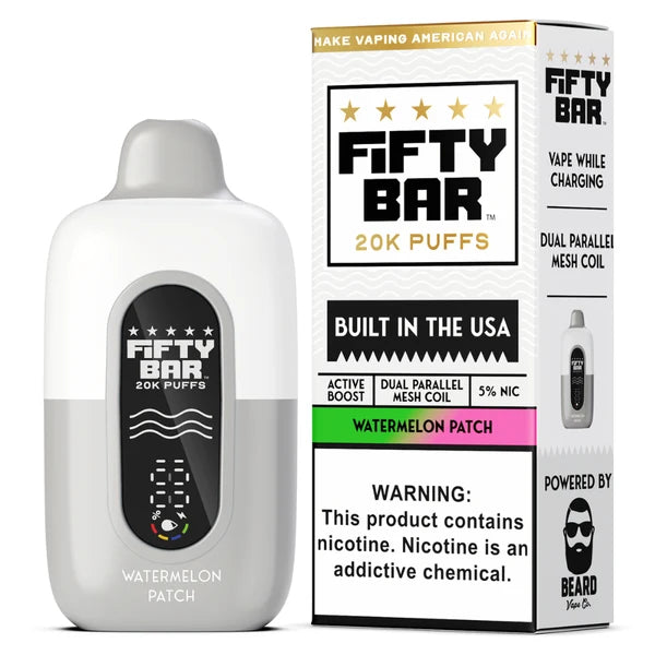 Fifty Bar V2 White 20000 Puffs Disposable Vape 5CT/Display