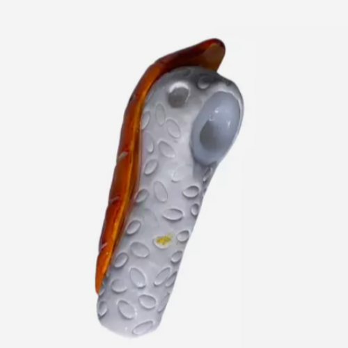 Front angled view of the 5-inch Gliizy Ceramic Sushi Hand Pipe. Designed to visually replicate a traditional Japanese sushi piece, this novelty pipe features an integrated ceramic basin for processing unrefined botanical materials.