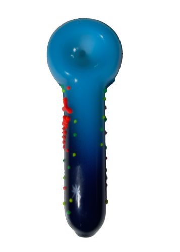 Alternate angled view of the 5-inch Glizzy Artistic Multi-Color Tube Pipe displaying the integrated deep-dish ceramic basin. This opaque novelty pipe completely hides internal botanical residue from exterior view while providing flat-backed tabletop stability between active inhalations.