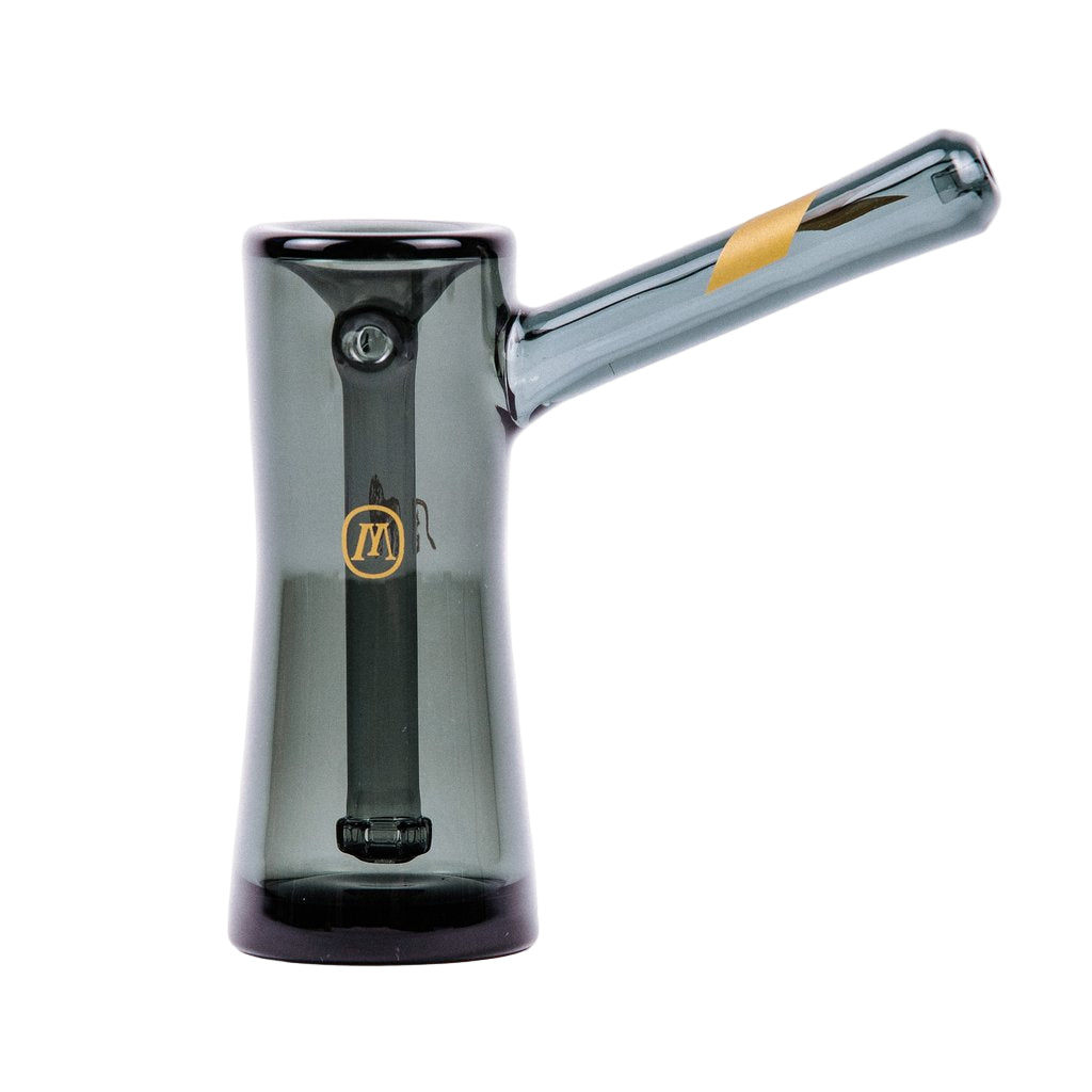 Marley Natural Smoked Glass Bubbler With Gold Stripe Decal