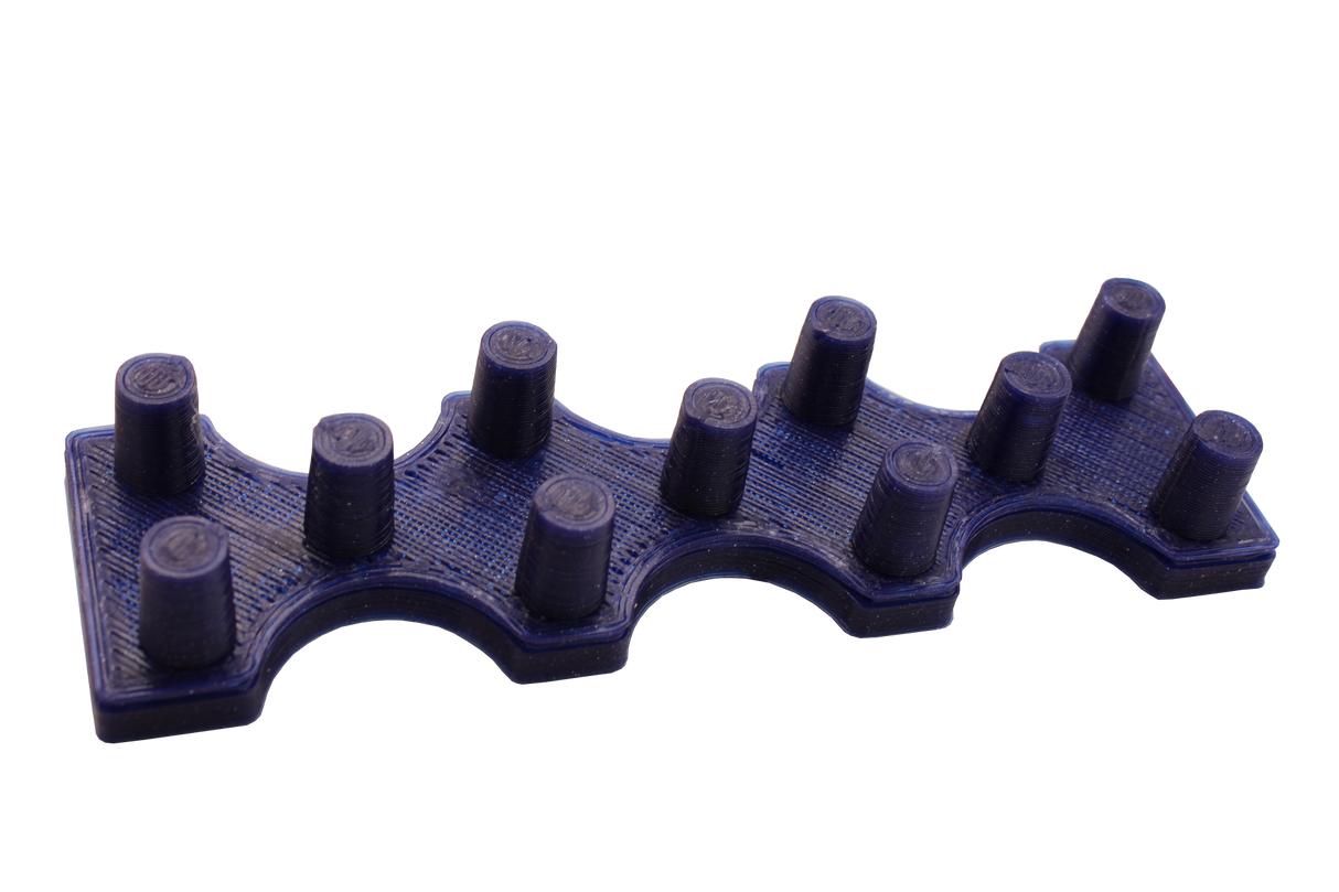 Front view of the dabber box glass display stand. A sturdy base able to hold 14mm accessories upright so that resin coated tips do not spill onto the table. printed in black
