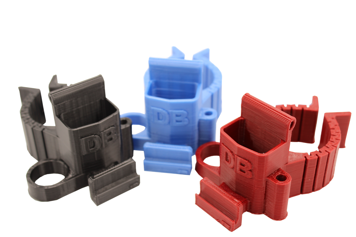 front view of the dabber box rig backpack clip. A organizational tool for holding lighters, dab tools or any other items that a smoker would need for their session.