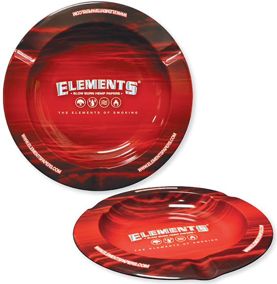 front view of the Elements red magnetic ash tray. A reliable and durable ashtray with bold color.