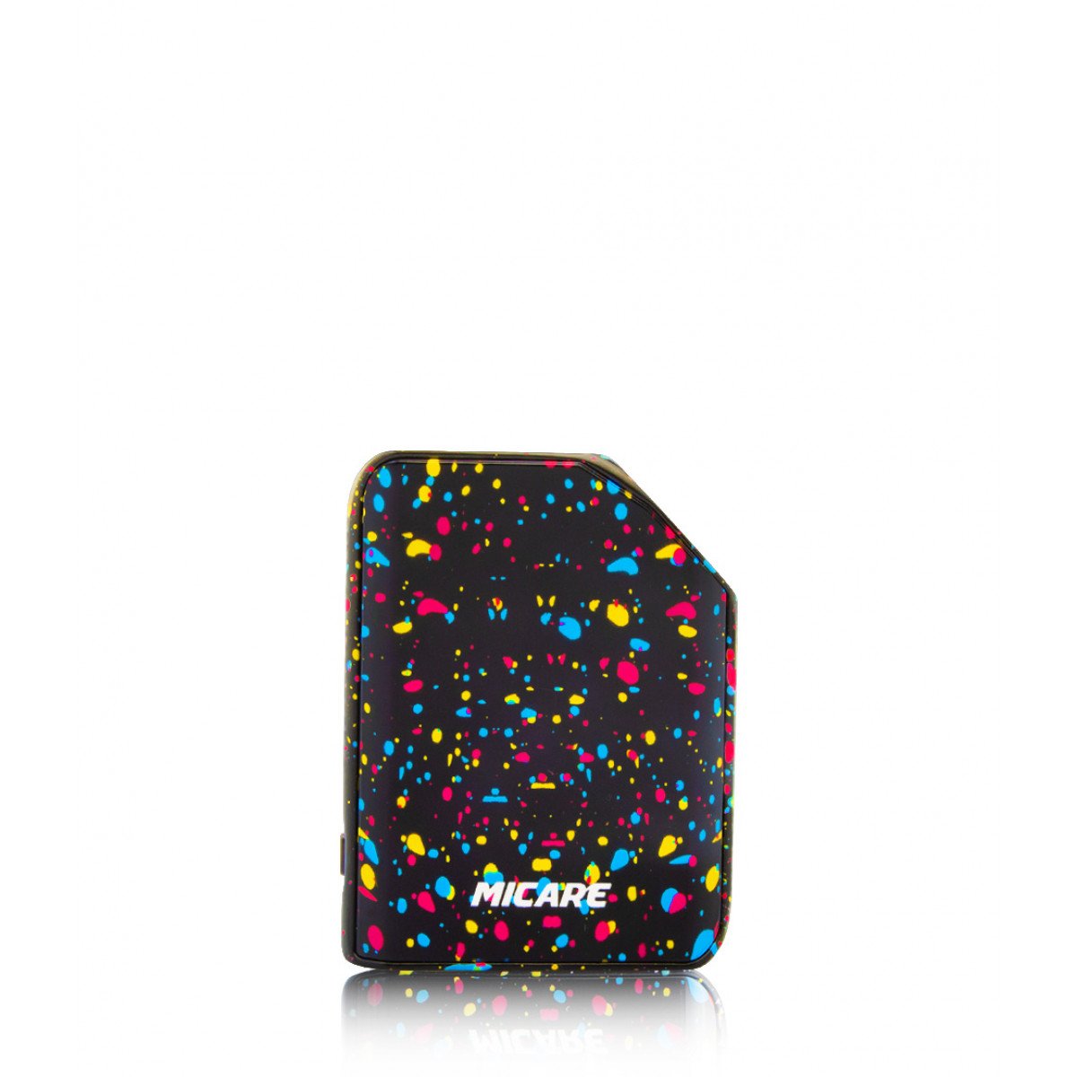 front view of the Exus Micare retro splatter. A small ergonomic vaporizer with simple any stylish panels with performance and adjustable power.