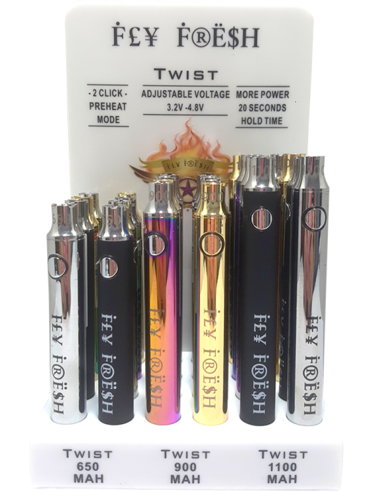 Fly Fresh Twist Battery Display 24ct. Zion Distro