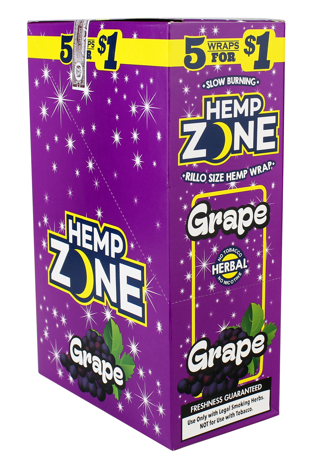 Hemp Zone Hemp Wraps – Tobacco-Free 5-Pack 15ct Display Box