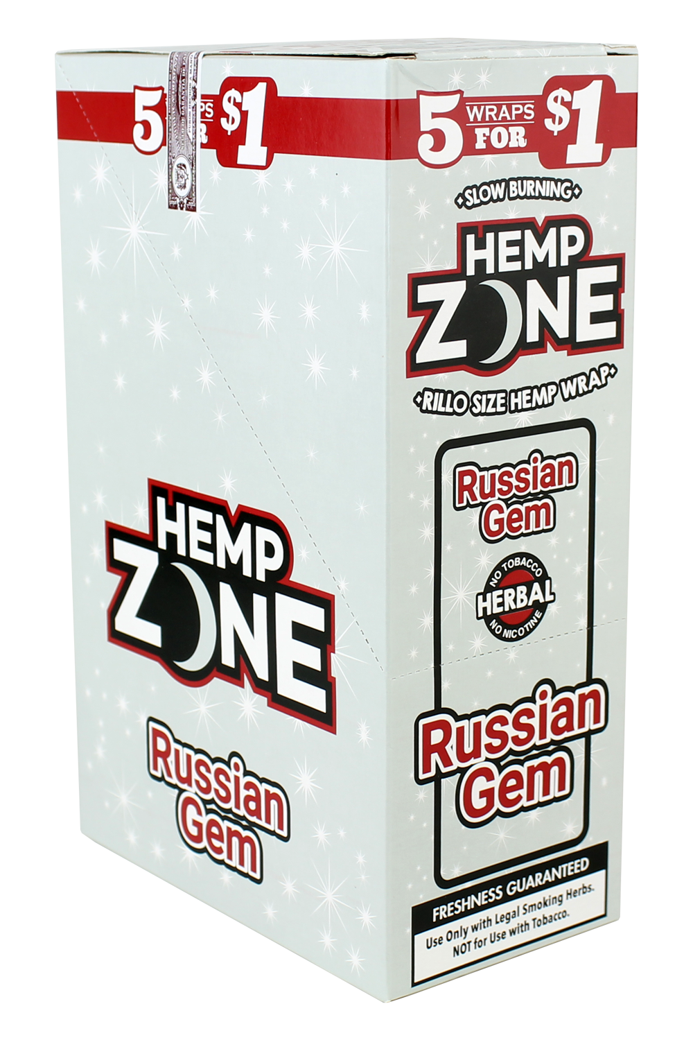 Hemp Zone Hemp Wraps – Tobacco-Free 5-Pack 15ct Display Box