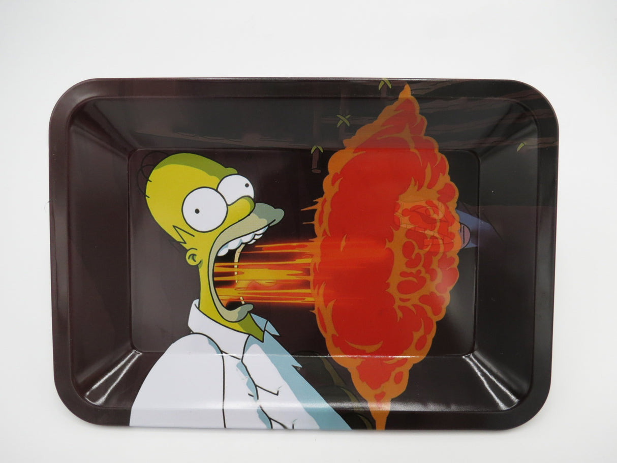 Rolling Tray With Magnetic Lid - Homer Breathing In Fire