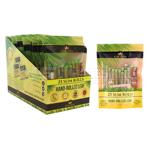 View of the King Palm 25 Slim packs display box. A natural option for those who prefer more natural experiences.