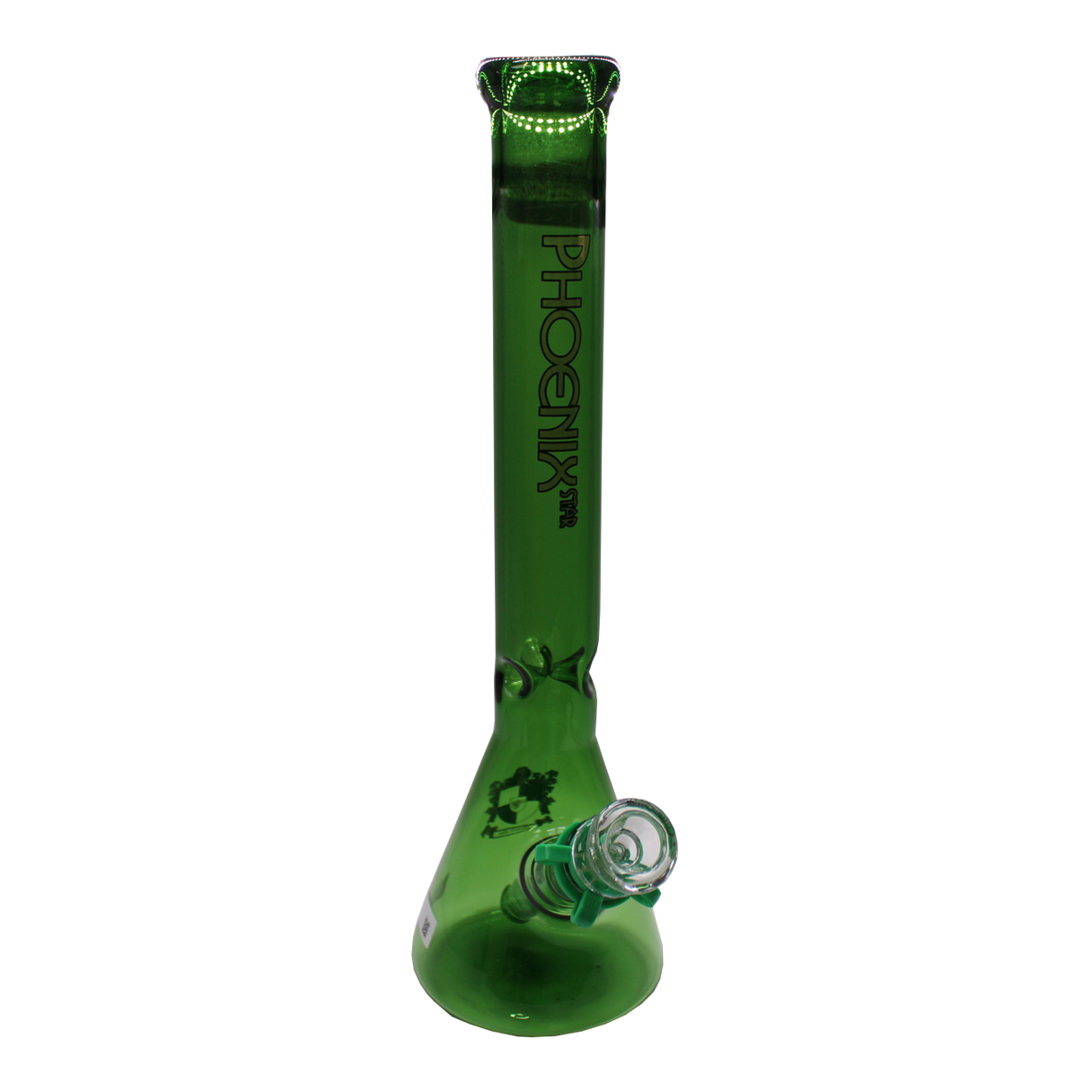 front view of the phoenix star 13.5" bong made from high quality glass. with two percolators for high filtering and vapor concentration.