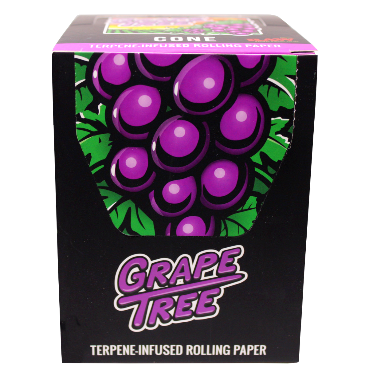 front view of the RAW Grape infused cones. made with quality RAW materials with infused smooth grape flavor for a unique experience.