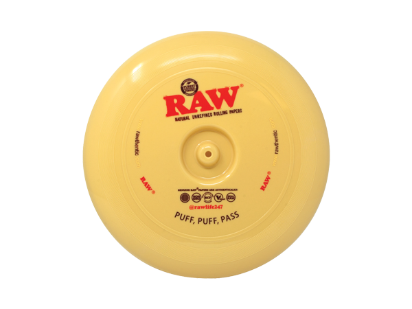 front view of the RAW cone hold flying disk, a novel gift for play and smoking after.