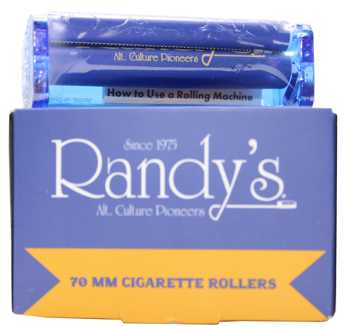 front view of the Randy's 70mm rolling machine display box. A simple but effective rolling machine providing the perfect roll consistently.