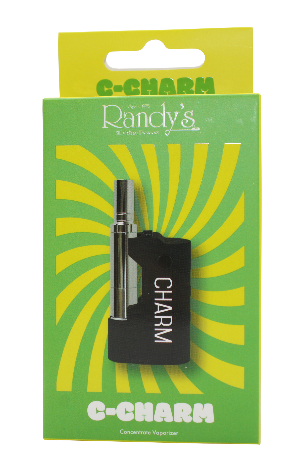 front view of the Randy's Cham vaporizer made with a durable body, tactile feel, and open panel chassis for compact and powerful smoking experience with black finish.