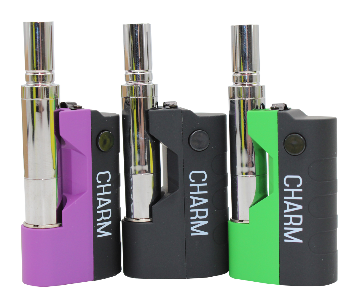 front view of the Randy's charm vaporizer, made to be useable with all standard cartridges while being compact and handy.