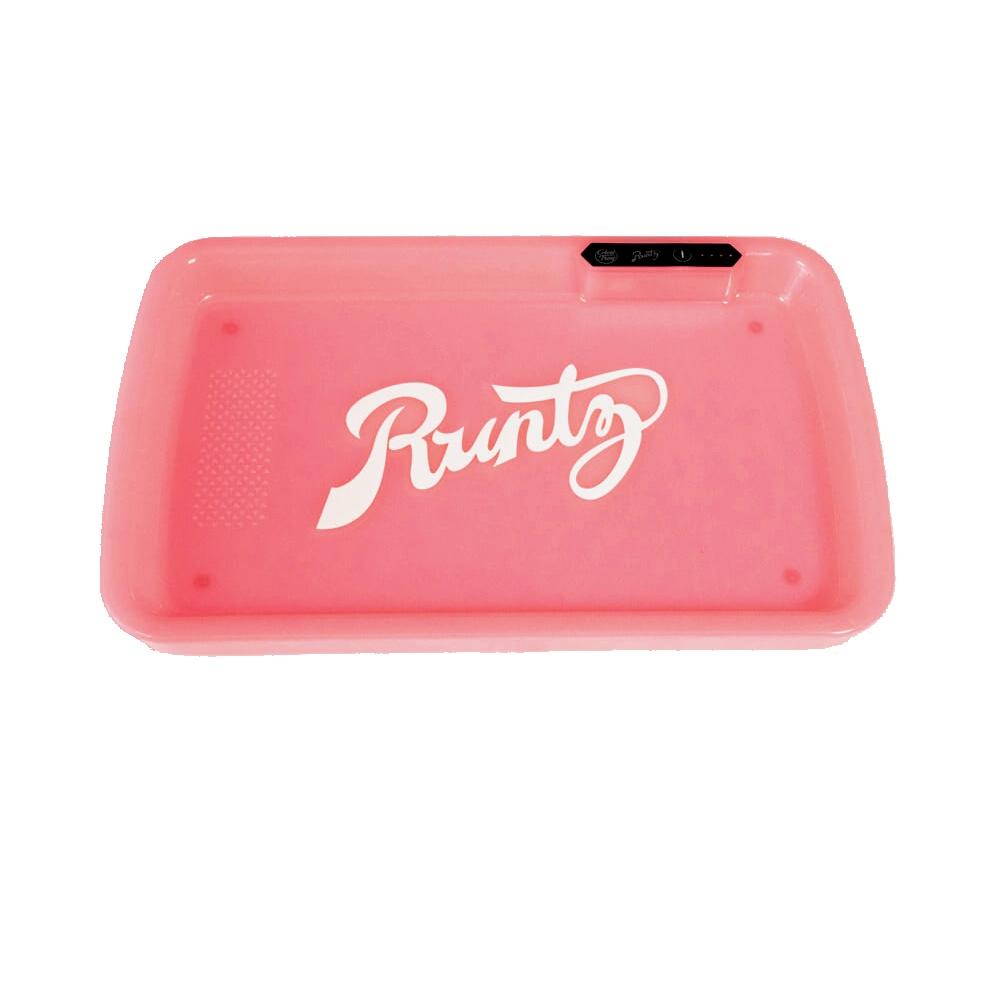 front view of the pink Runtz LED rolling tray. A vibrant and stylish rolling tray for enthusiasts.