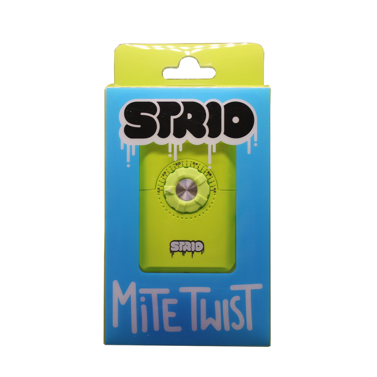 front view of the Strio Mite Twist a unique vaporizer with strong battery and a analogue temperature adjustment similar to a combination lock for a more tactile feel.