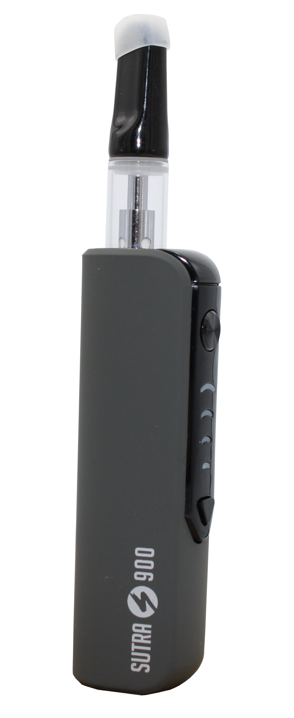 front view of the Sutra Stik 900 a compact and strong vaporizer. In a black finish.