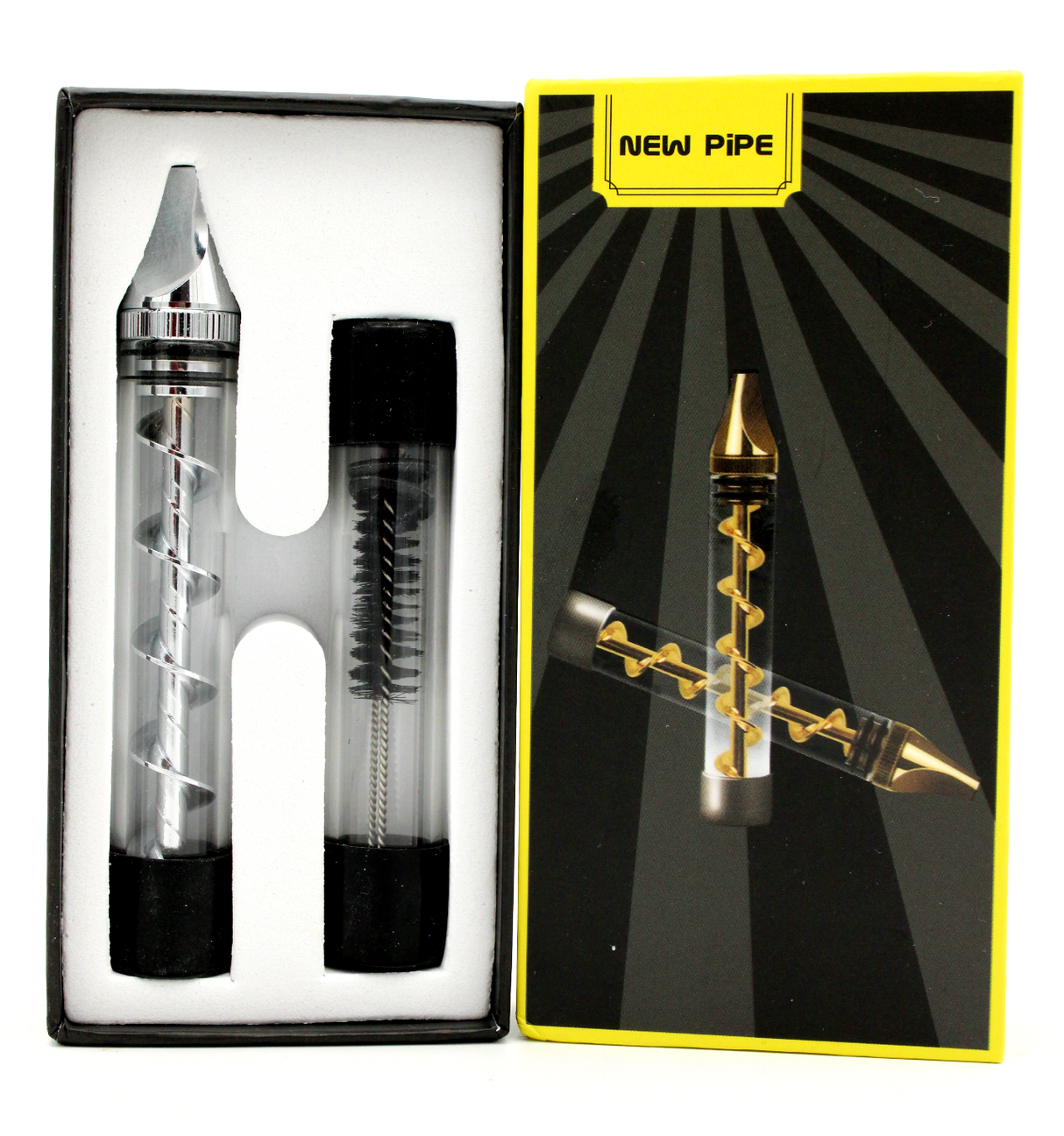 inside and front view of the twisty glass blunt. A product for those who want a paperless smoking experience.