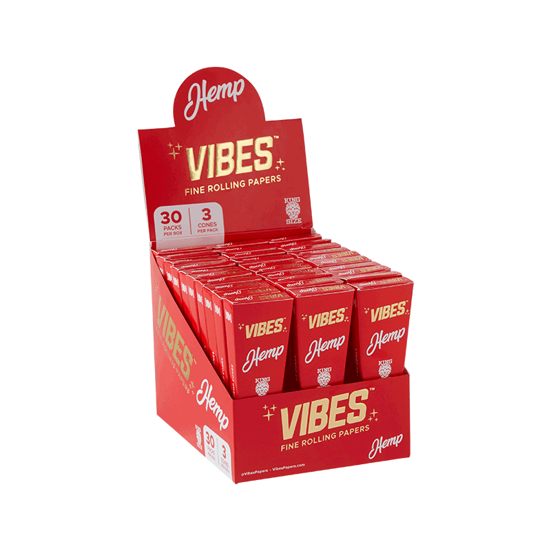 front view of the Vibes Hemp king size cones. A product for those who want the natural hemp paper experience with their smoke.