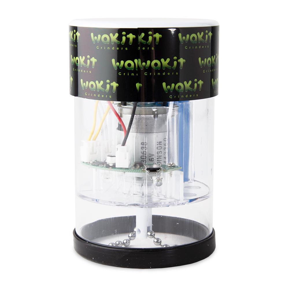 clear view of the wakit grinder, showcasing the internals of the unique electric herb grinder.