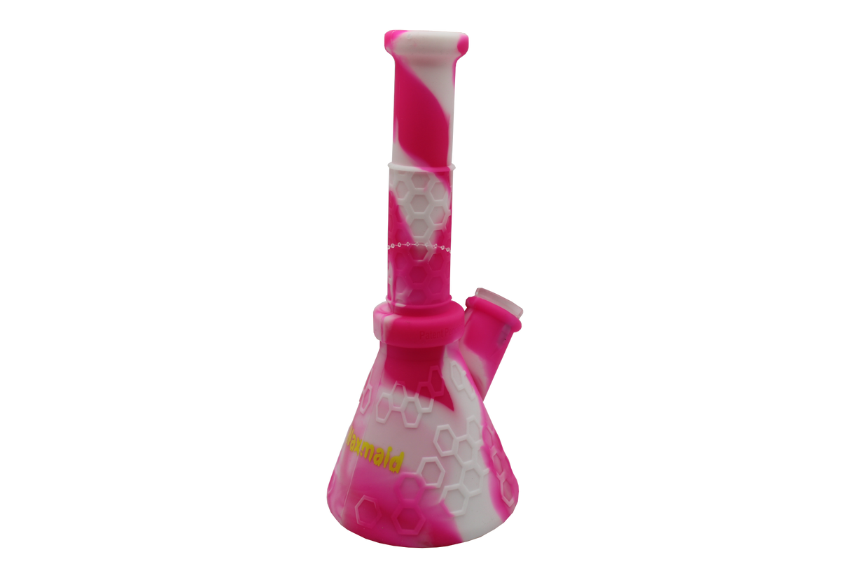 side view of the waxmaid hobee, a silicone water pipe for durable use with food grade silicone.