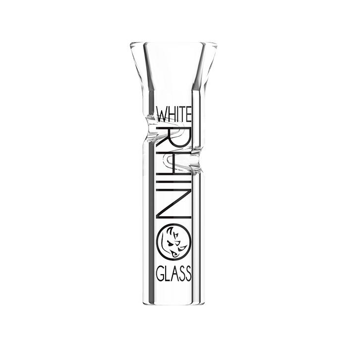 side view of a White rhino XL flat glass tip. the standard for a smooth and clean smoking experience.