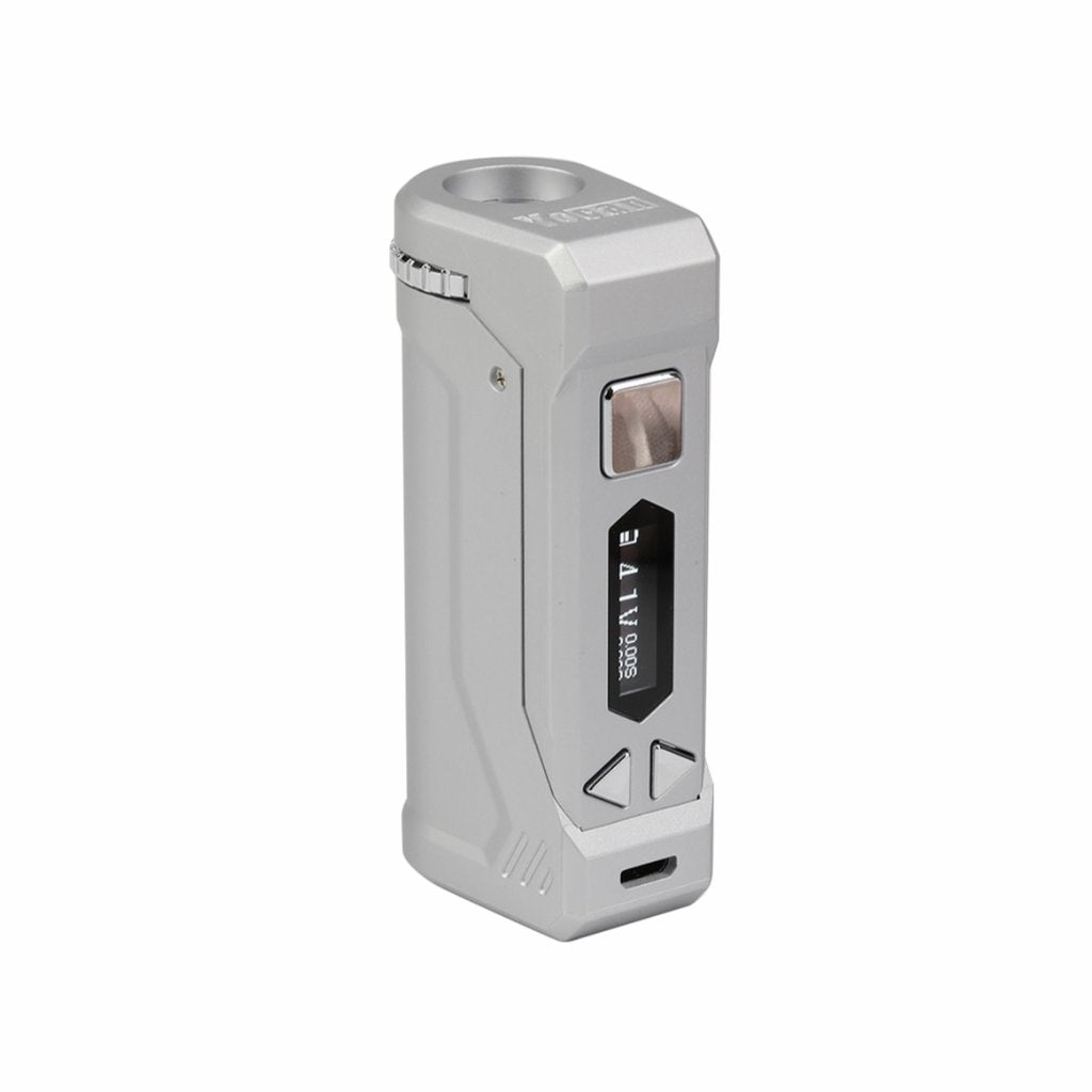 A front view of the Yocan Uni Pro in silver. A classic and reliable product from Yocan.