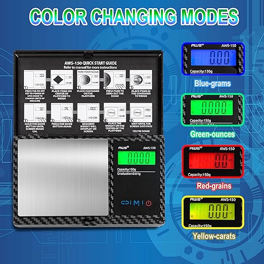 AWS 1200g Carbon fiber Digital Pocket Scale