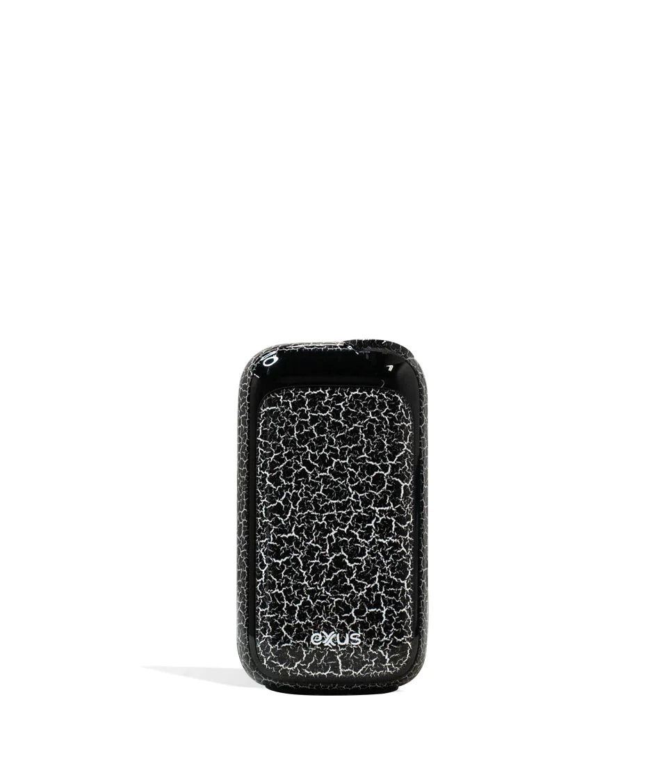Front view of the Exxus Vape Rizo cartridge vaporizer battery in a sleek black and white finish. This compact, auto-draw 510-thread device provides an incredibly discreet and user-friendly experience for vaporizing your favorite oil cartridges.