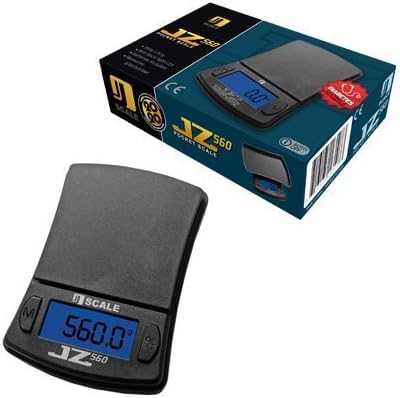 Angled view of the Jennings JZ Digital Scale in black with its translucent smoky grey rubber cover closed. This form-fitting, impact-resistant cover safeguards the delicate weighing platform and buttons from dust and damage during travel.