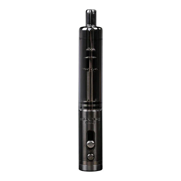 Front view of the Sunakin Sunpipe H20G hybrid water pipe in sleek gunmetal. This highly portable dry herb device features a built-in glass water bubbler to deliver cool, smooth, and perfectly filtered hits on the go.